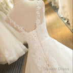 Ball Gowns Tulle High Neck Wedding Dress With Lace Applique