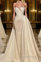 Beautiful Mermaid Wedding Gown With Lace Long White Glitter Sleeveless