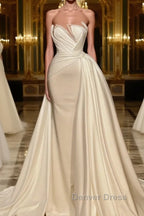 Beautiful Mermaid Wedding Gowns With Lace Long White Glitter Sleeveless