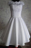Bateau Knee Length Cap Sleeves Open Back White Homecoming Dresses