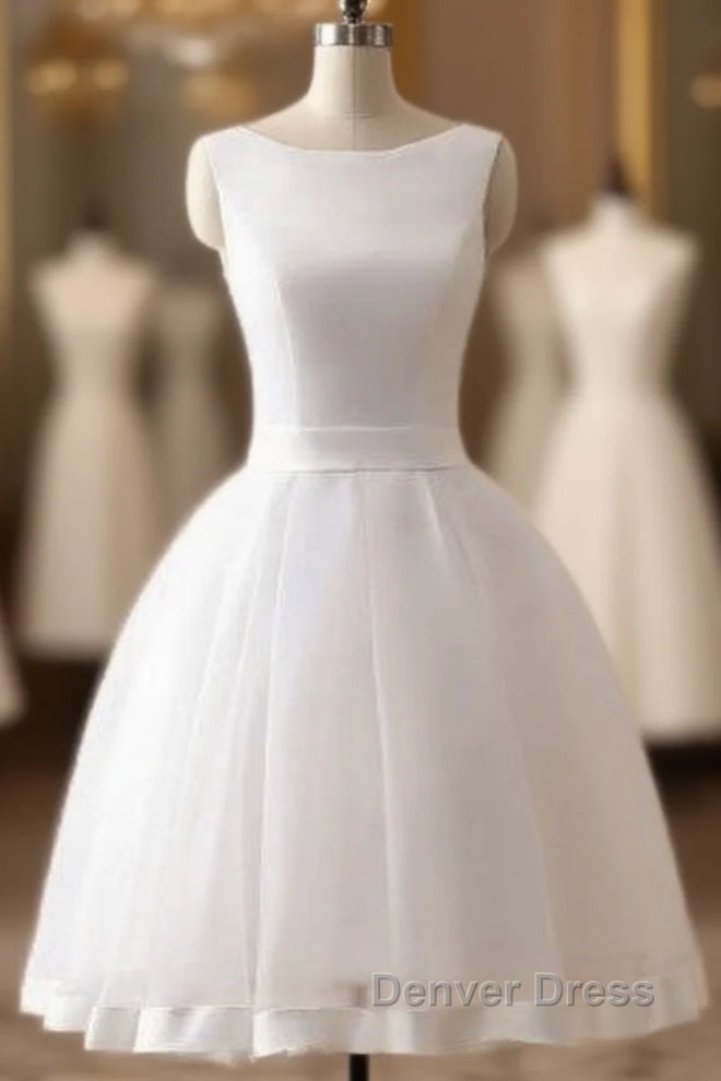 Beach Open Bow Back Knee Length Simple Wedding Dresses Main image