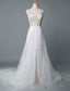 Beach Wedding Dresses A Line Sleeveless V Neck High Split Floor Length Backless Sexy Bridal Gowns