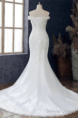Beaded Embroidered Off-The-Shoulder Wedding Dress