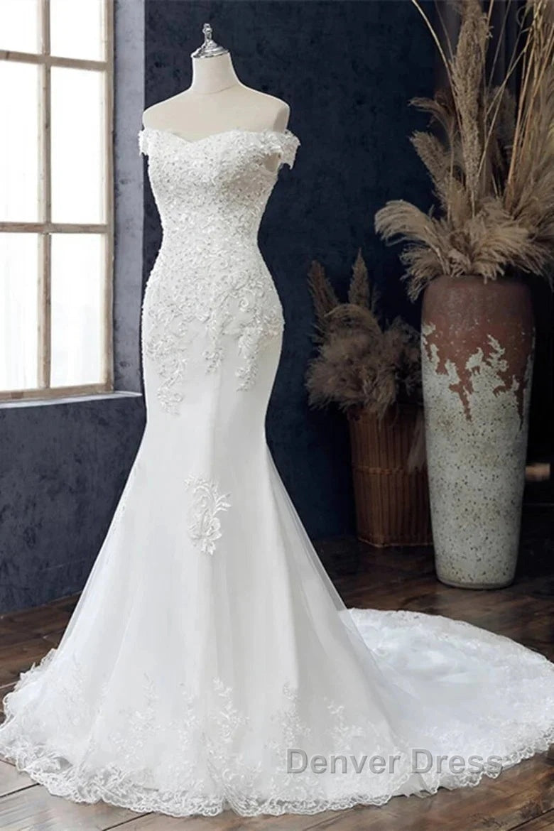 Beaded Embroidered Off-The-Shoulder Wedding Dresses