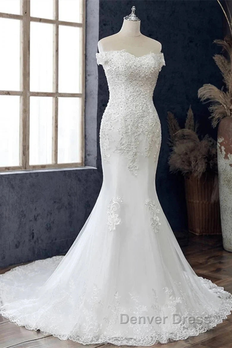 Beaded Embroidered Off-The-Shoulder Wedding Dresses
