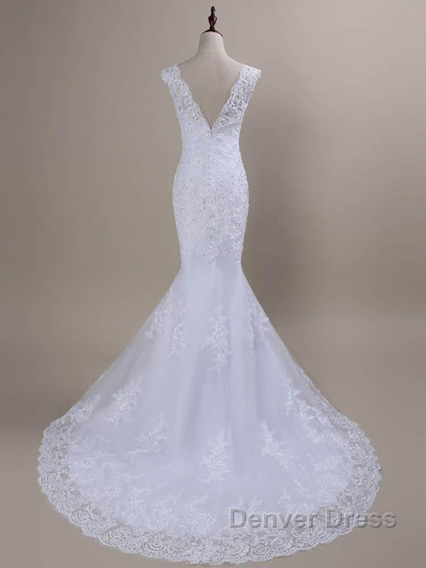 Beaded Lace Backless Mermaid Wedding Dresses