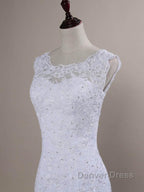 Beaded Lace Backless Mermaid Wedding Dresses