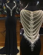 Beaded Sparkly Gorgeous Black Charming Prom Gown Dresses