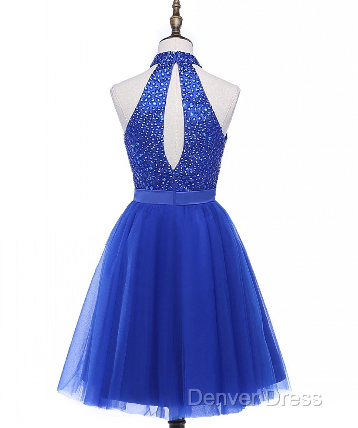 Beading Keyhole Back Homecoming Dresses
