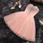 Beads Sequins Short Homecoming Dress Sweetheart Coral Pink Hoco Dresses
