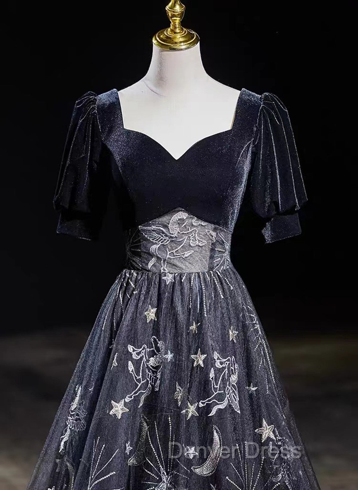 Beautiful A-line Simple Black Floor Length Party Dresses, Black Long Prom Dresses Secondary image