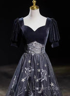 Beautiful A Line Simple Black Floor Length Prom Dress, Black Long Prom Dresses
