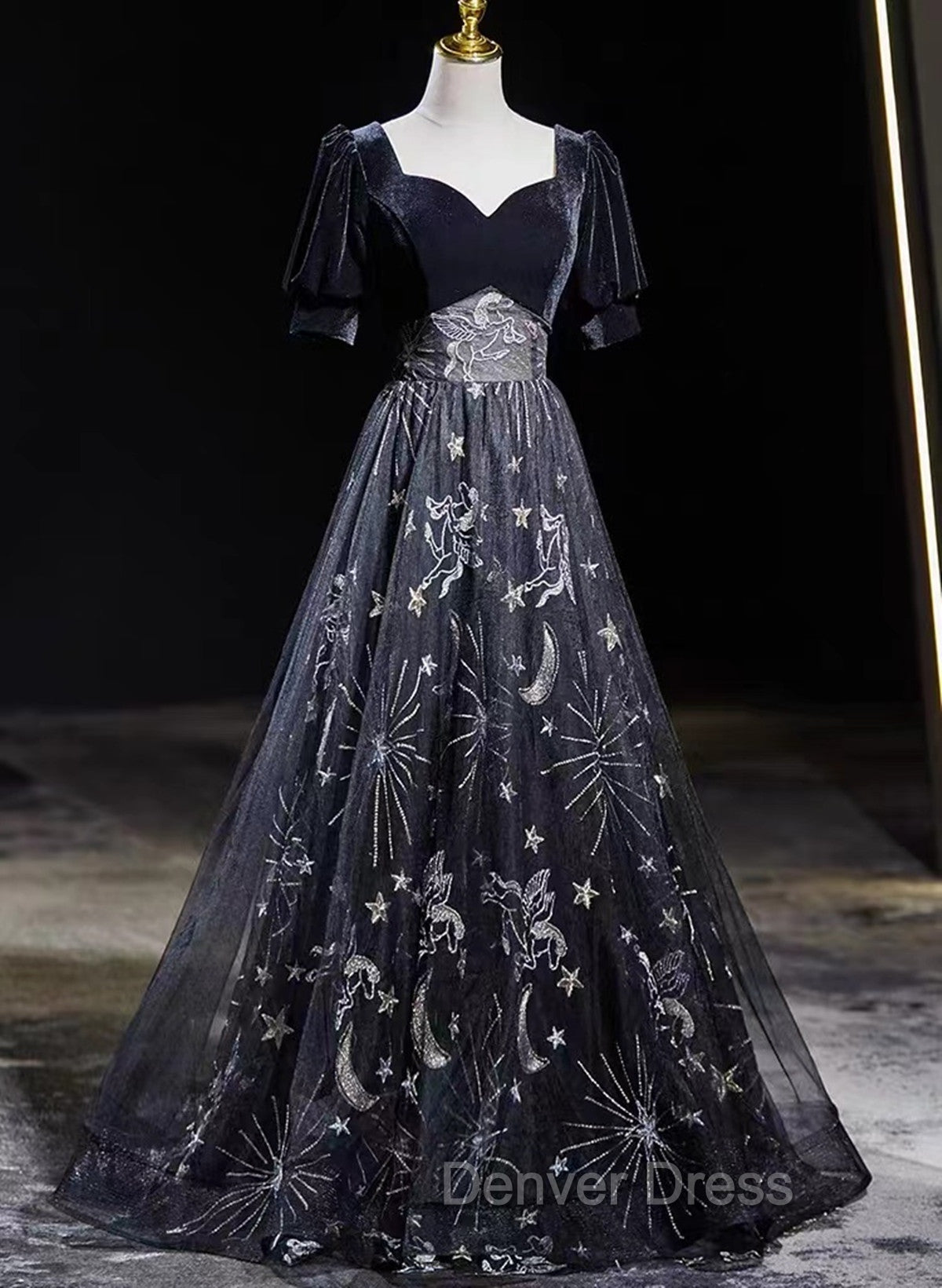 Beautiful A Line Simple Black Floor Length Prom Dress, Black Long Prom Dresses