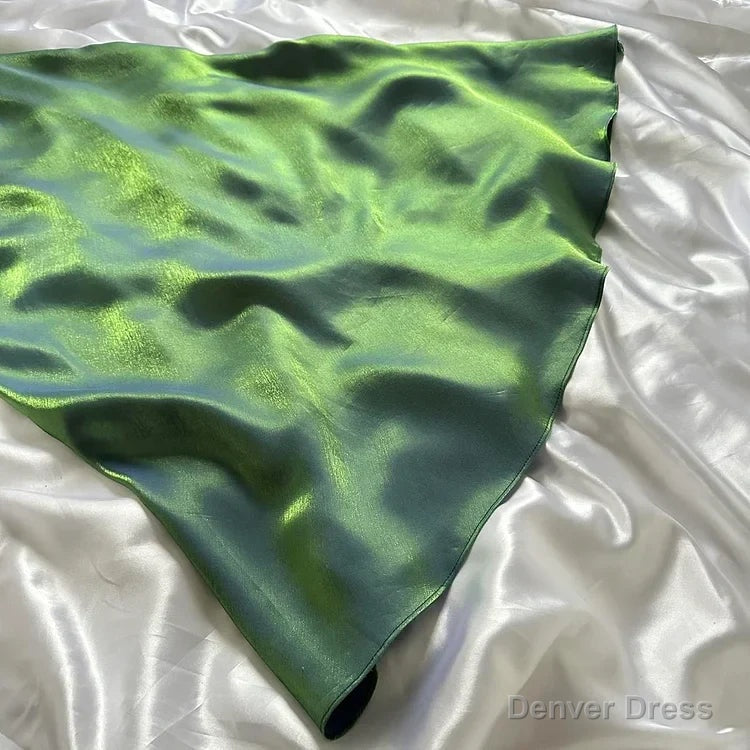 Beautiful A Line Spaghetti Straps Green Long Prom Dresses Evening Gowns