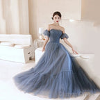 Beautiful Blue Glitter Gown Dress, Long Prom Long Dress Evening Gown