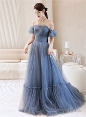 Beautiful Blue Glitter Gown Dress, Long Prom Long Dress Evening Gown
