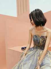 Beautiful Blue Gradient A-Line Long Prom Dress Party Dress, Blue Evening Prarty Dresses