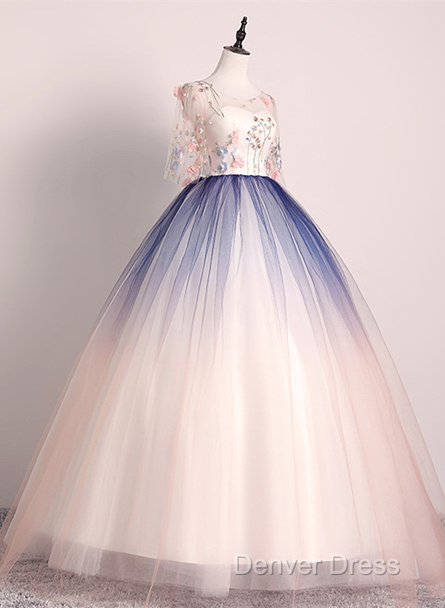 Beautiful Gradient Ball Gowns Long Prom Dress, Gradient Prom Dresses Secondary image