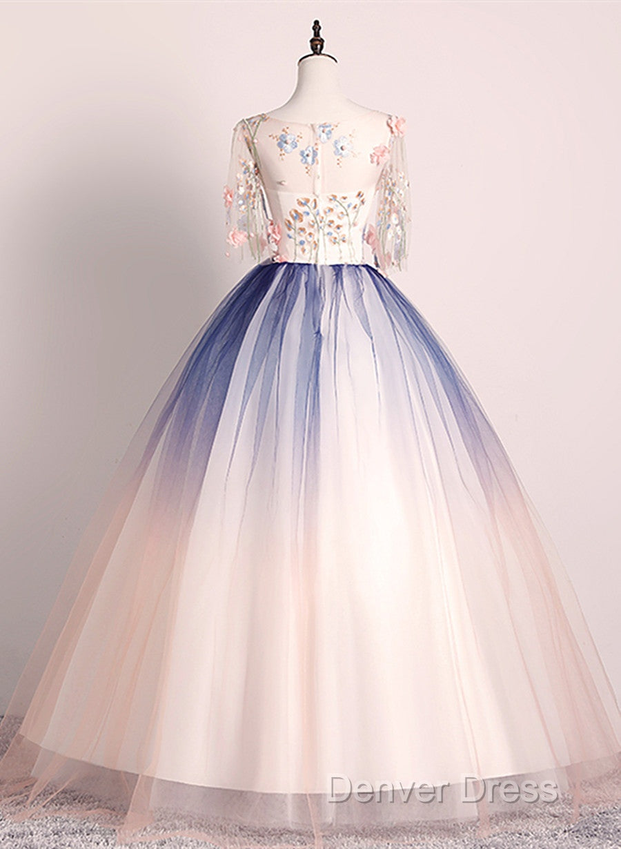 Beautiful Gradient Ball Gowns Long Prom Dress, Gradient Prom Dresses