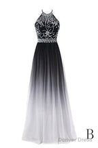 Beautiful Gradient Beaded A-Line Party Gown, Long Junior Prom Dress