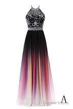 Beautiful Gradient Beaded A-Line Party Gown, Long Junior Prom Dress