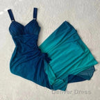 Beautiful Gradient Blue Glitter Chiffon Sweetheart Neck Prom Dresses Birthday Dresses