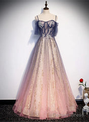 Beautiful Gradient Pink Sweetheart Floor Length Party Dresses, A-Line Gradient Long Prom Dresses