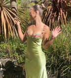 Beautiful Green Applique Long Prom Dress