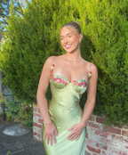 Beautiful Green Applique Long Prom Dress