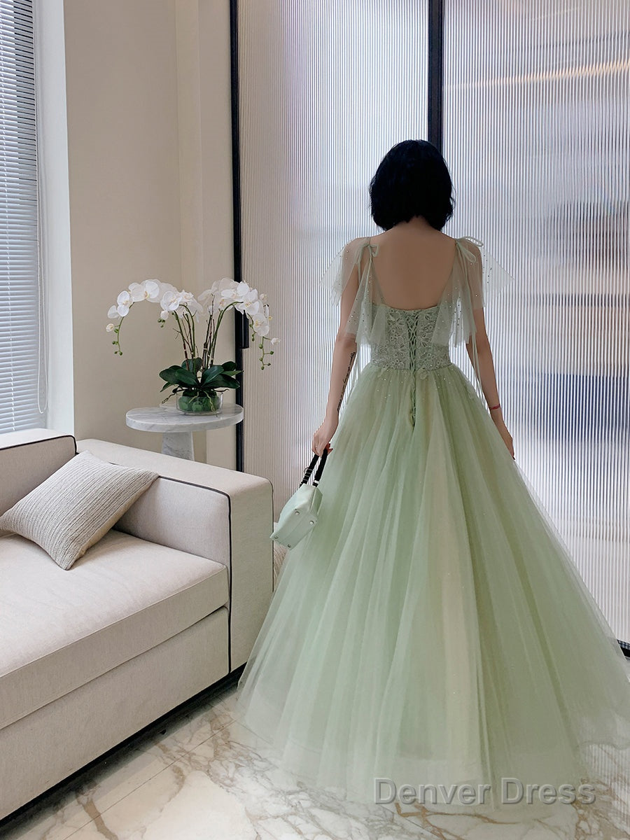 Beautiful Green Tulle Tulle With Lace Prom Dress Prom Dress, Green Prom Dresses