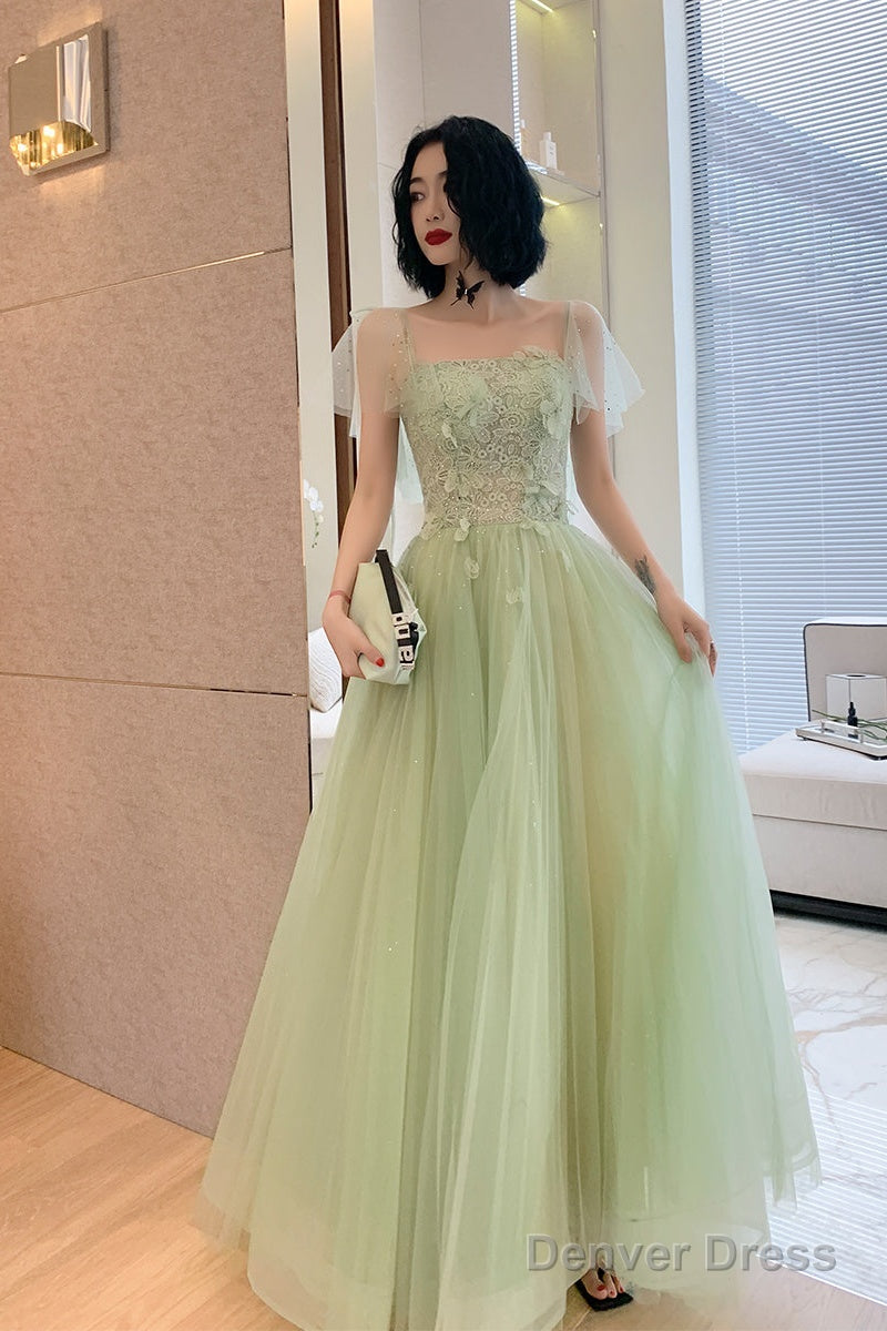 Beautiful Green Tulle Tulle With Lace Prom Dress Prom Dress, Green Prom Dresses