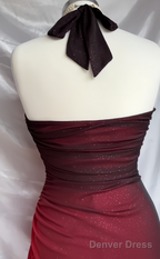 Beautiful Halter Birthday Prom Dress Red Prom Dresses