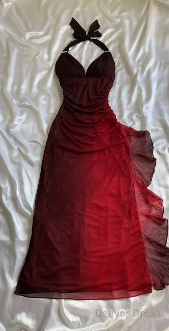 Beautiful Halter Birthday Prom Dress Red Prom Dresses