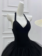 Beautiful Halterneck Black Mesh Splicing Puffy Birthday Dresses Homecoming Dresses
