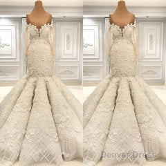 Beautiful Ivory Mermaid Sweetheart Lace Bridal Gowns for Wedding