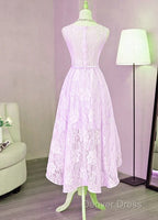 Beautiful Lavender Lace High Low Dresses , Short Formal Dresses Homecoming Dresses