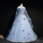 Beautiful Light Blue Ball Gown Lace-Up Party Dresses, Blue Prom Dresses