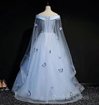 Beautiful Light Blue Ball Gown Lace-Up Party Dresses, Blue Prom Dresses