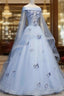 Beautiful Light Blue Ball Gown Lace-Up Party Dresses, Blue Prom Dresses