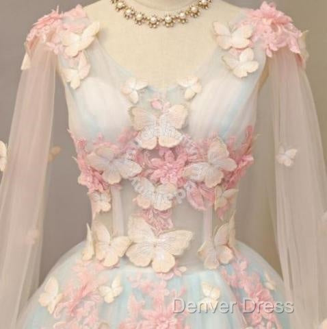 Beautiful Light Blue Long Formal Dresses Party Dresses, Unique Blue Prom Dresses Gown Secondary image