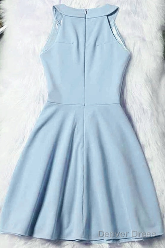 Beautiful Light Blue Short Halter Homecoming Dresses Secondary image