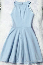 Beautiful Light Blue Short Halter Homecoming Dresses