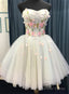 Beautiful Light Blue Short Sweetheart Homecoming Dress, Tulle Flowers Prom Dresses