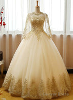 Beautiful Light Champagne Long Sleeves Prom Gowns, Sweet 16 Dresses
