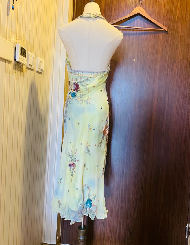 Beautiful Halter Neck Backless Sequined Beaded Chiffon Prom Dresses Evening Dresses