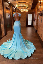 Beautiful Long Sleeveless Mermaid Prom Dresses With Beading