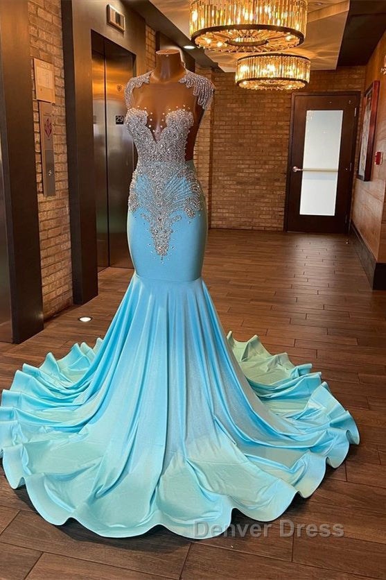 Beautiful Long Sleeveless Mermaid Prom Dresses With Beading