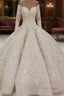 Beautiful Long Sleevess V neck Appliques Ball Gowns Wedding Dresses