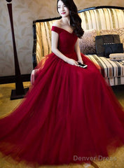 Beautiful Long Sweetheart Off Shoulder Party Dress, Tulle Prom Dress