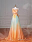 Beautiful Multicolor Strapless A-Line Tulle Long Prom Dress Wedding Dress Birthday Dress